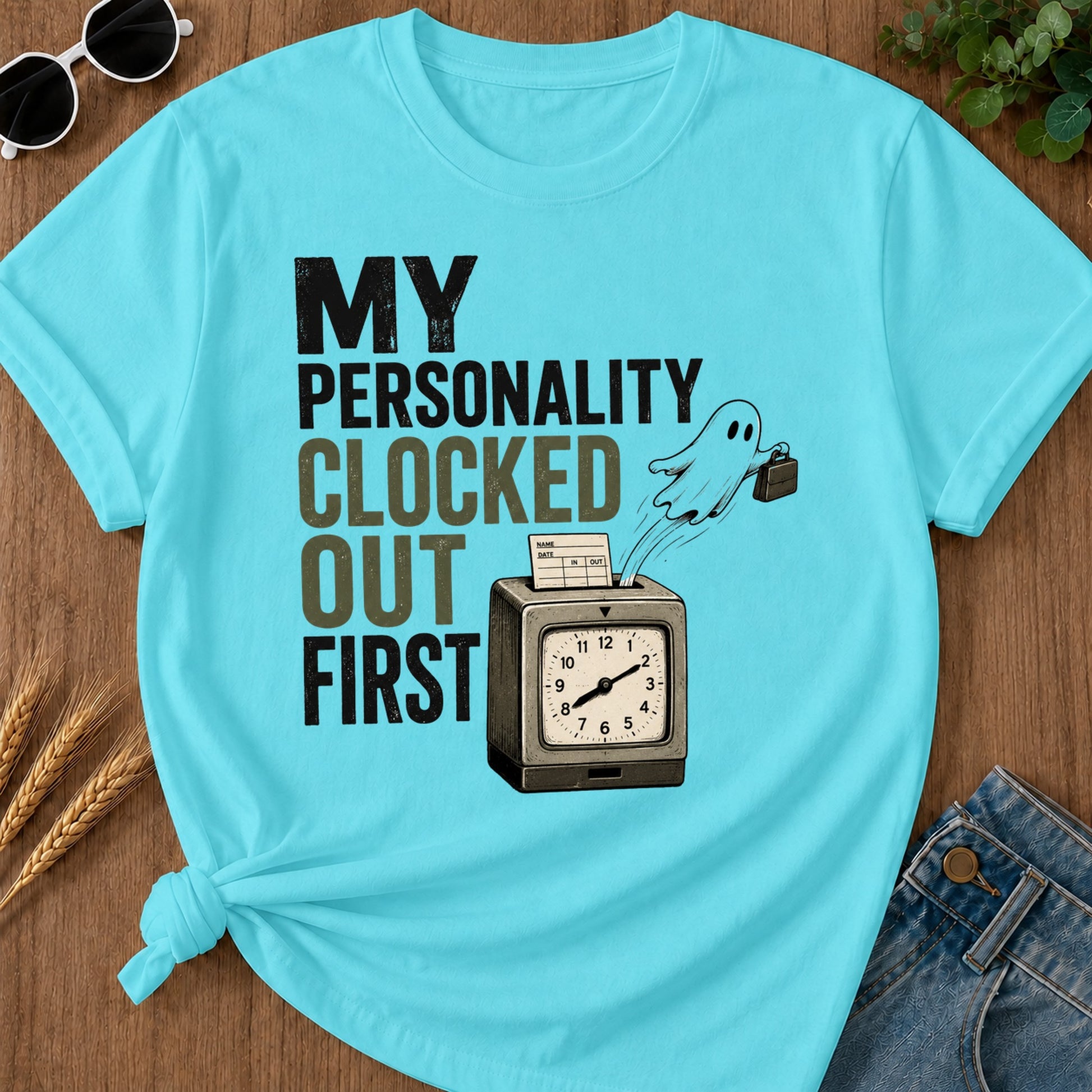 Clocked Out T-Shirt - Lagoon Blue