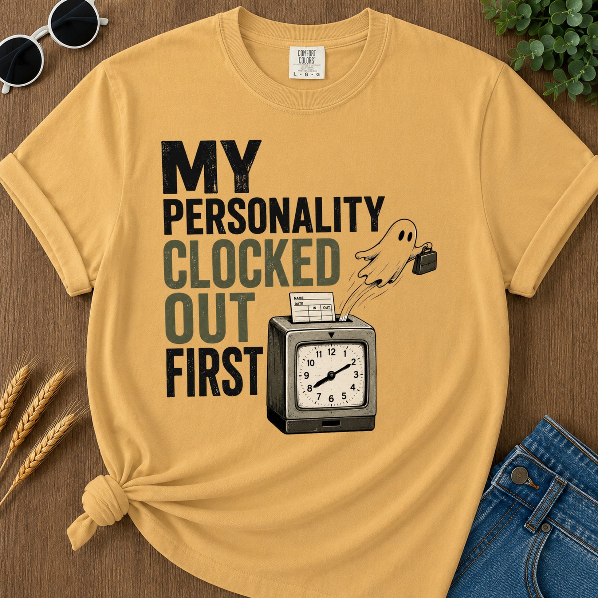 Clocked Out T-Shirt - Mustard