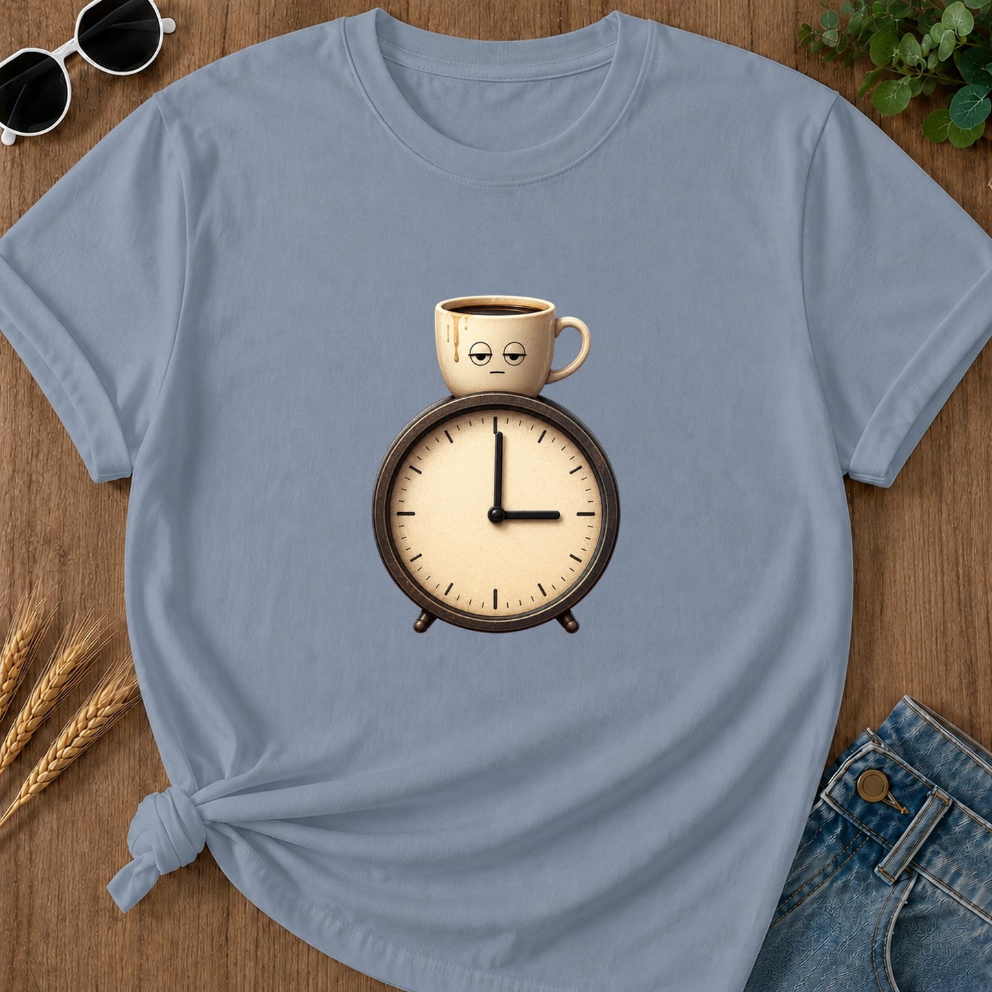Coffee Clock T-Shirt - Blue Jean