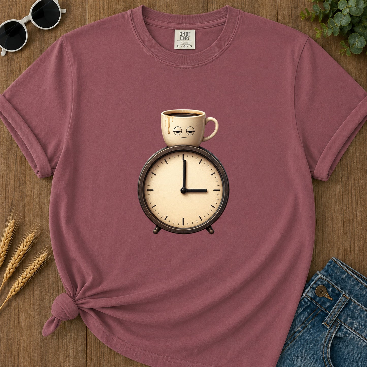 Coffee Clock T-Shirt - Brick