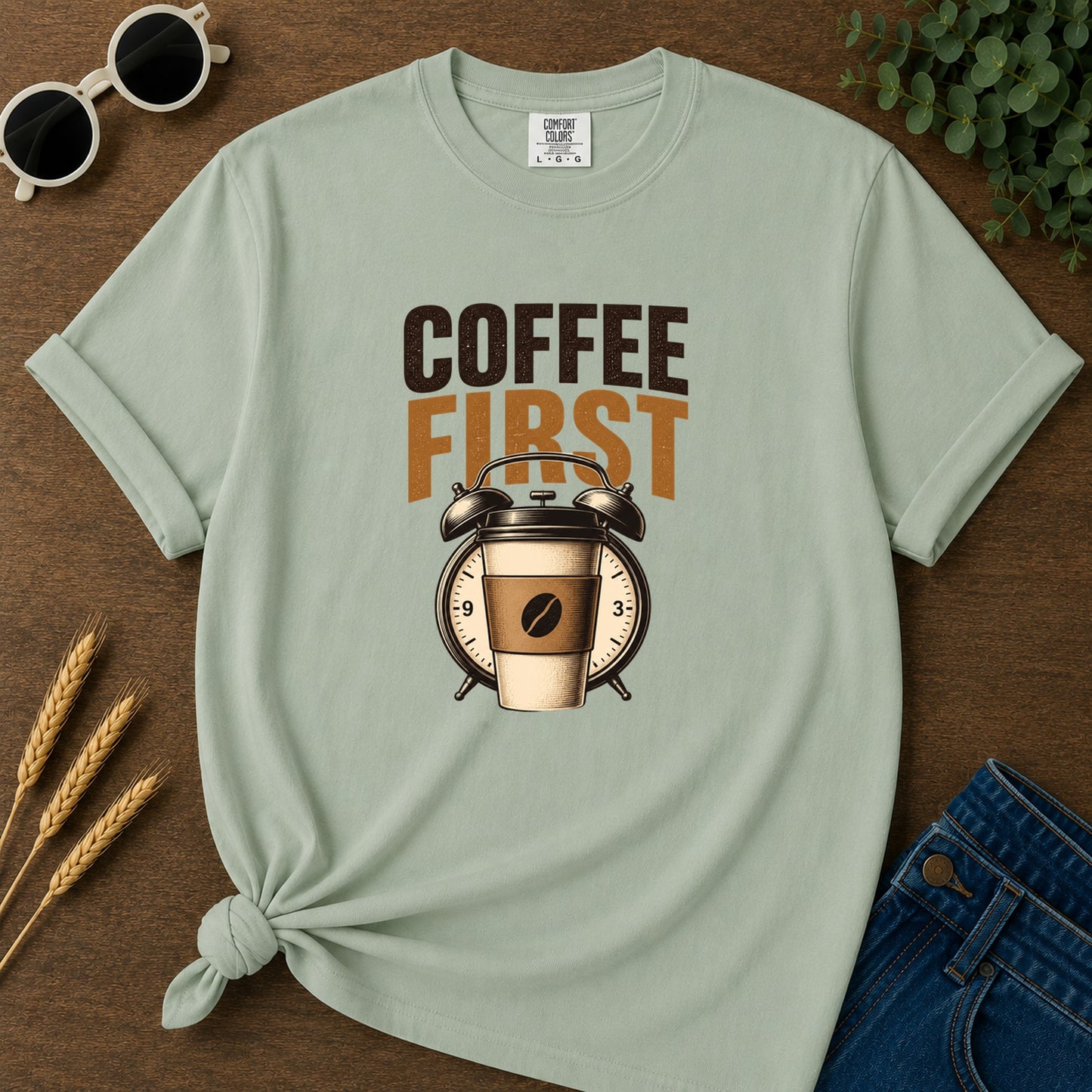 Coffee First Alarm T-Shirt - Bay