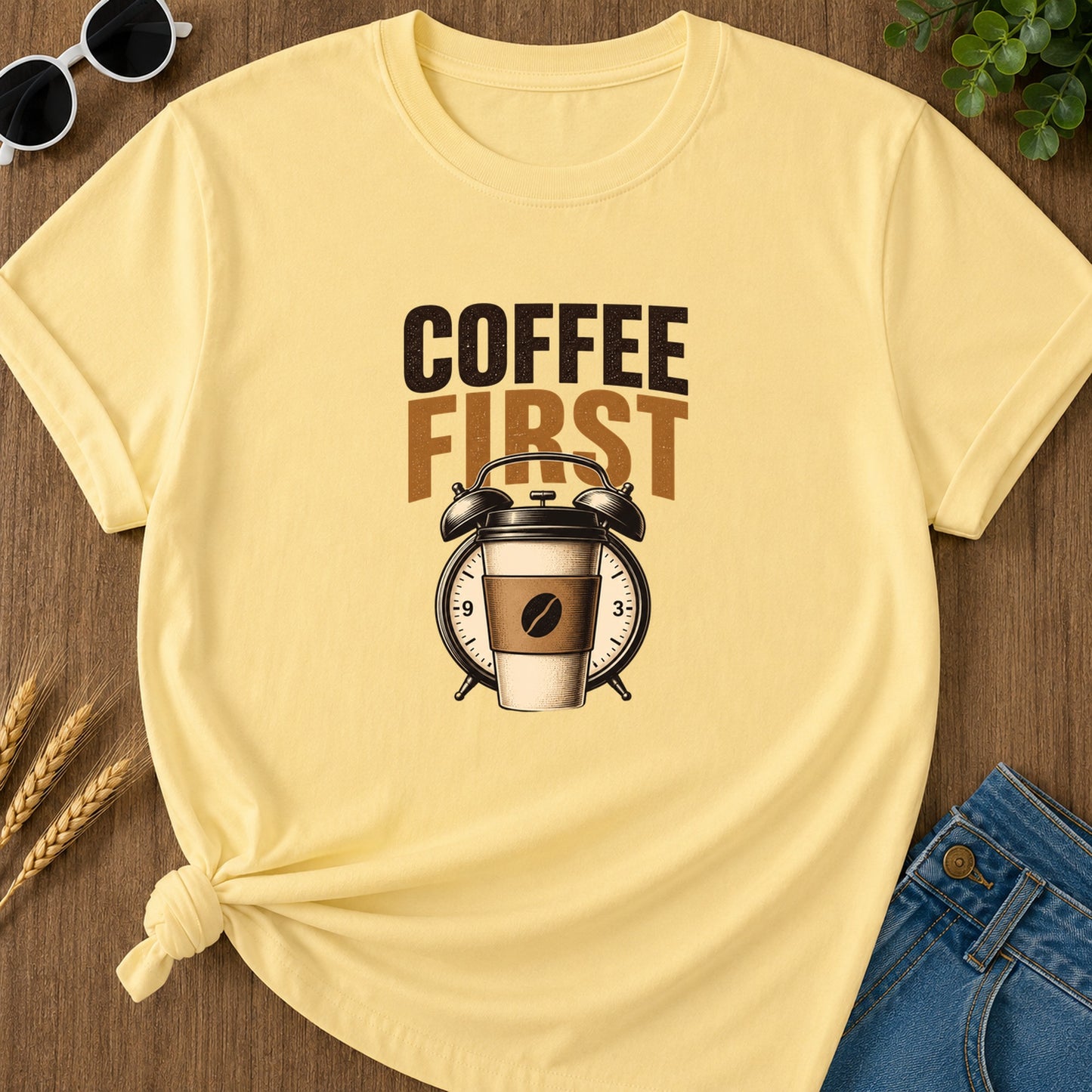 Coffee First Alarm T-Shirt - Butter