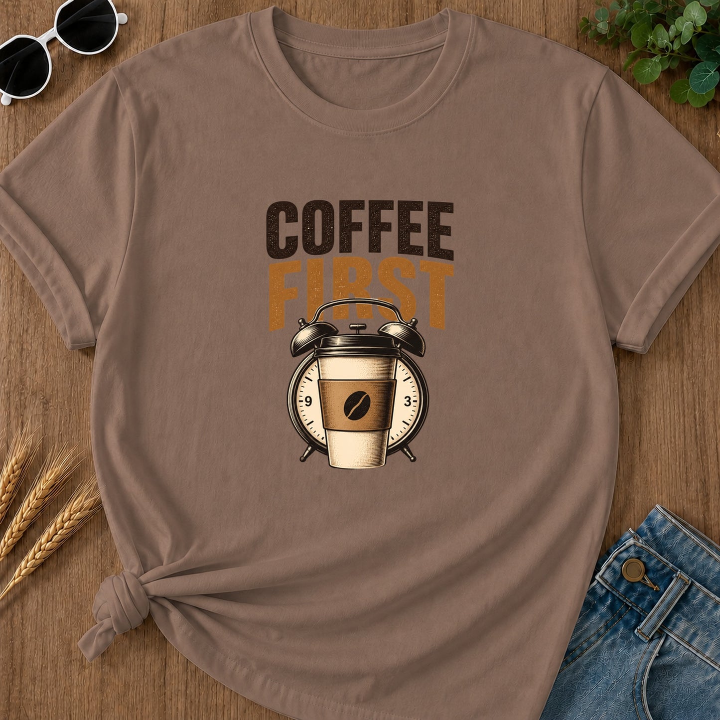 Coffee First Alarm T-Shirt - Espresso