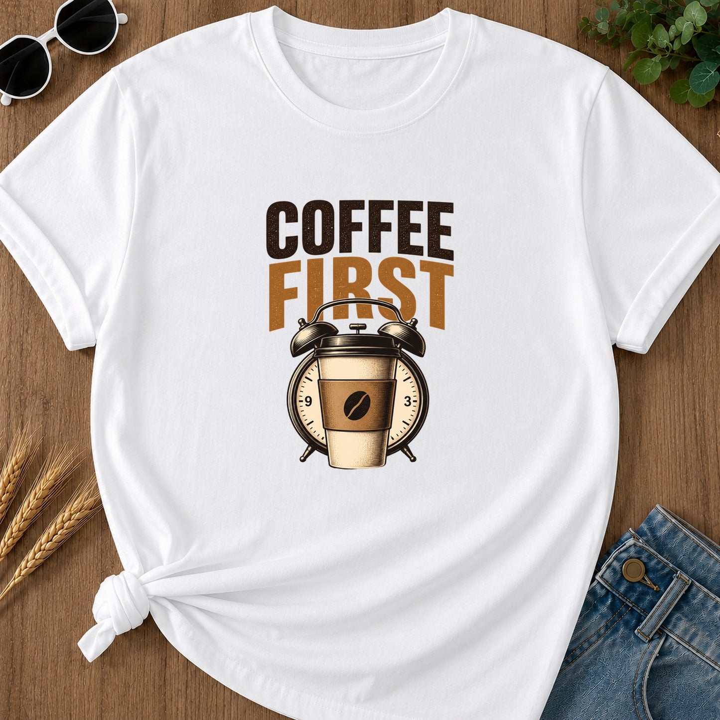 Coffee First Alarm T-Shirt - White