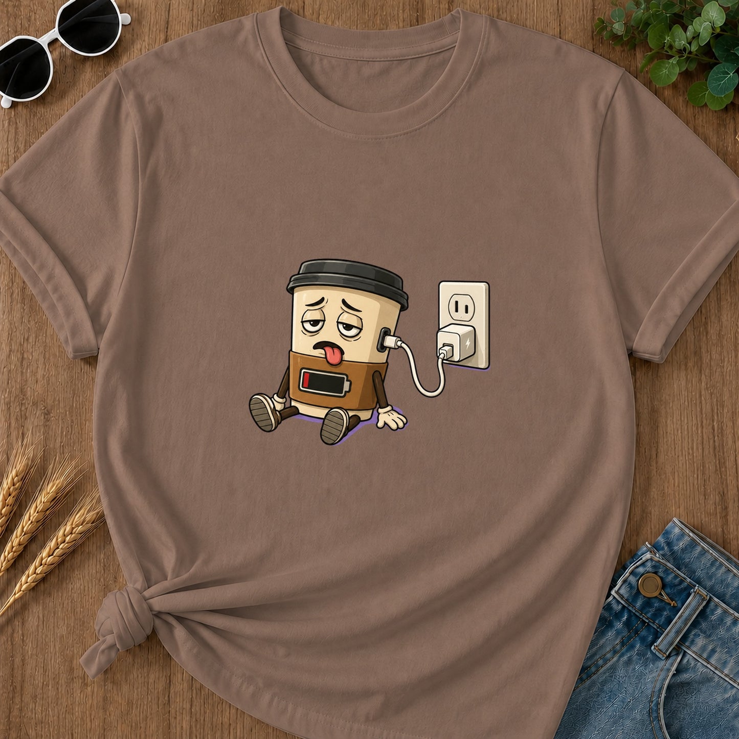 Coffee Low Battery T-Shirt - Espresso