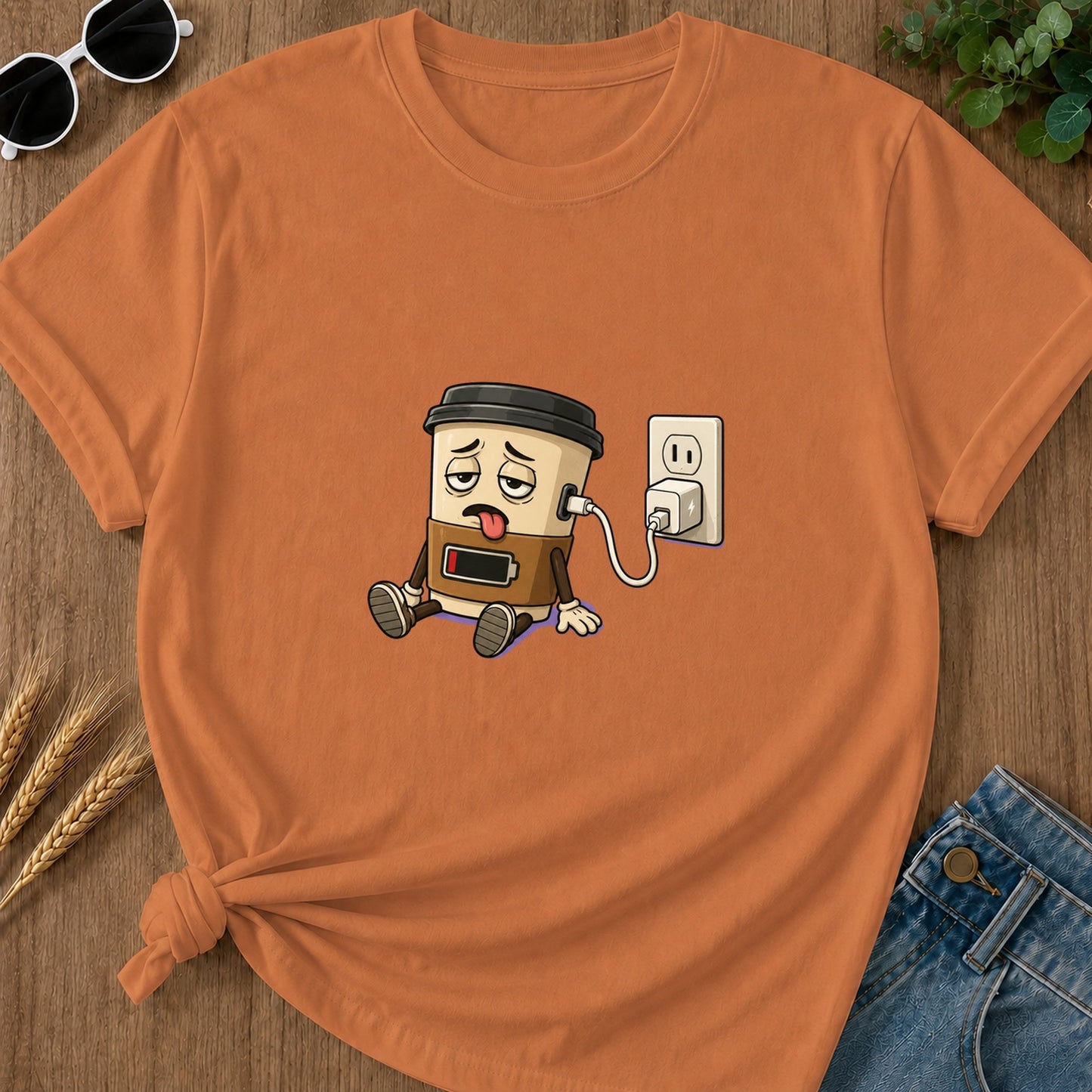 Coffee Low Battery T-Shirt - Yam