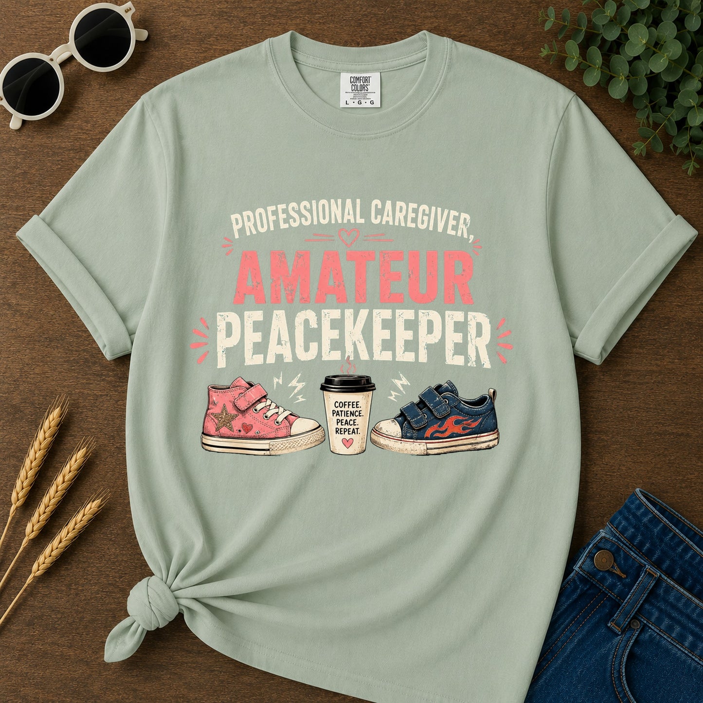 Coffee Patience Peace Repeat T-Shirt - Bay