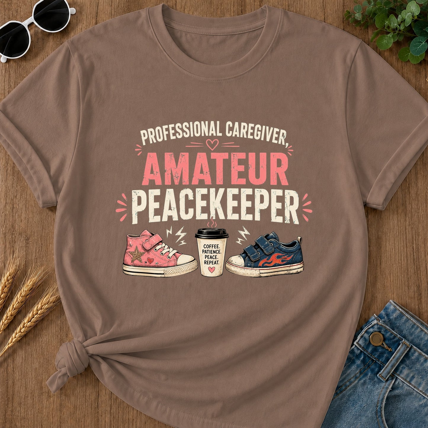 Coffee Patience Peace Repeat T-Shirt - Espresso
