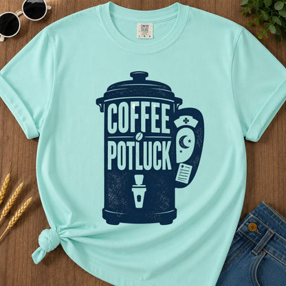 Coffee Potluck T-shirt - Chalky Mint Mockup