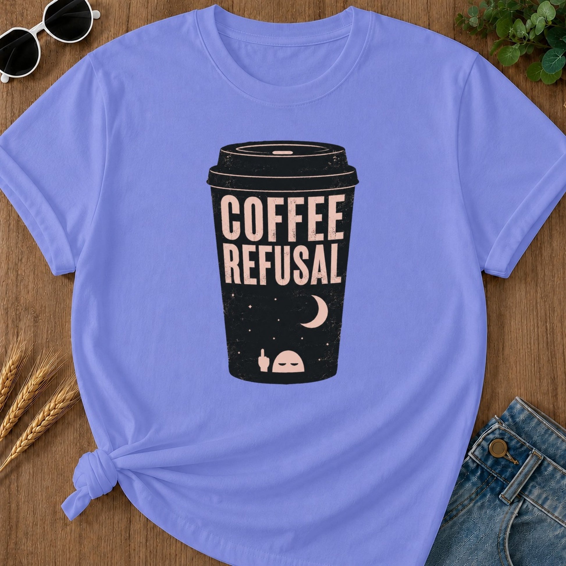 Coffee Refusal T-shirt - Flo Blue Mockup