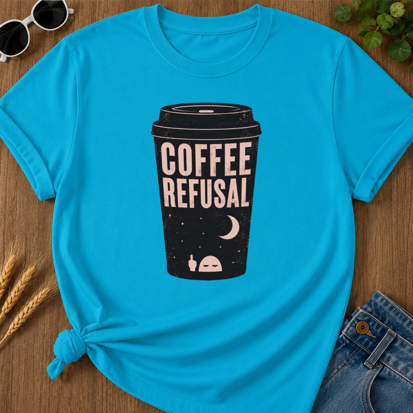 Coffee Refusal T-shirt - Sapphire Mockup