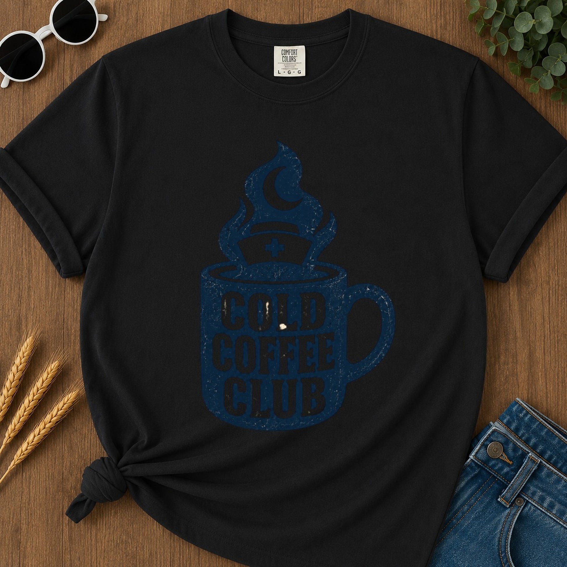 Cold Coffee Club T-shirt - Black Mockup