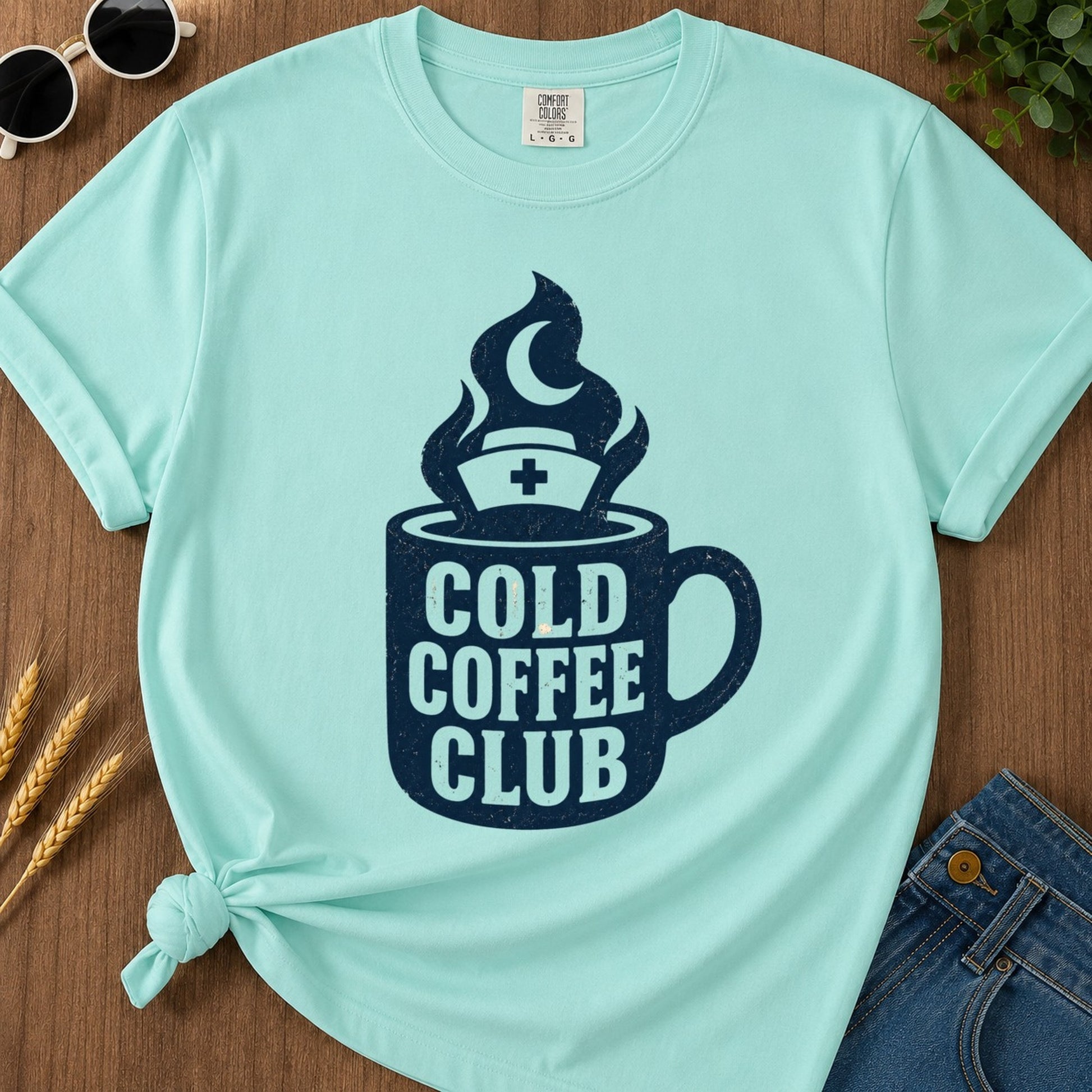 Cold Coffee Club T-shirt - Chalky Mint Mockup
