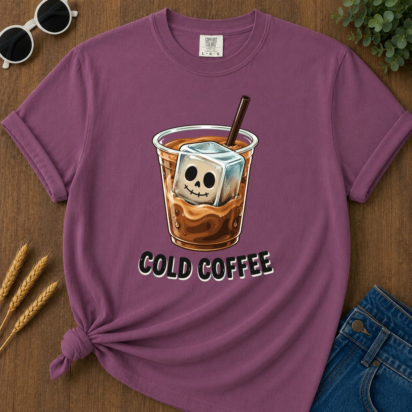 Cold Coffee Skull T-Shirt - Berry