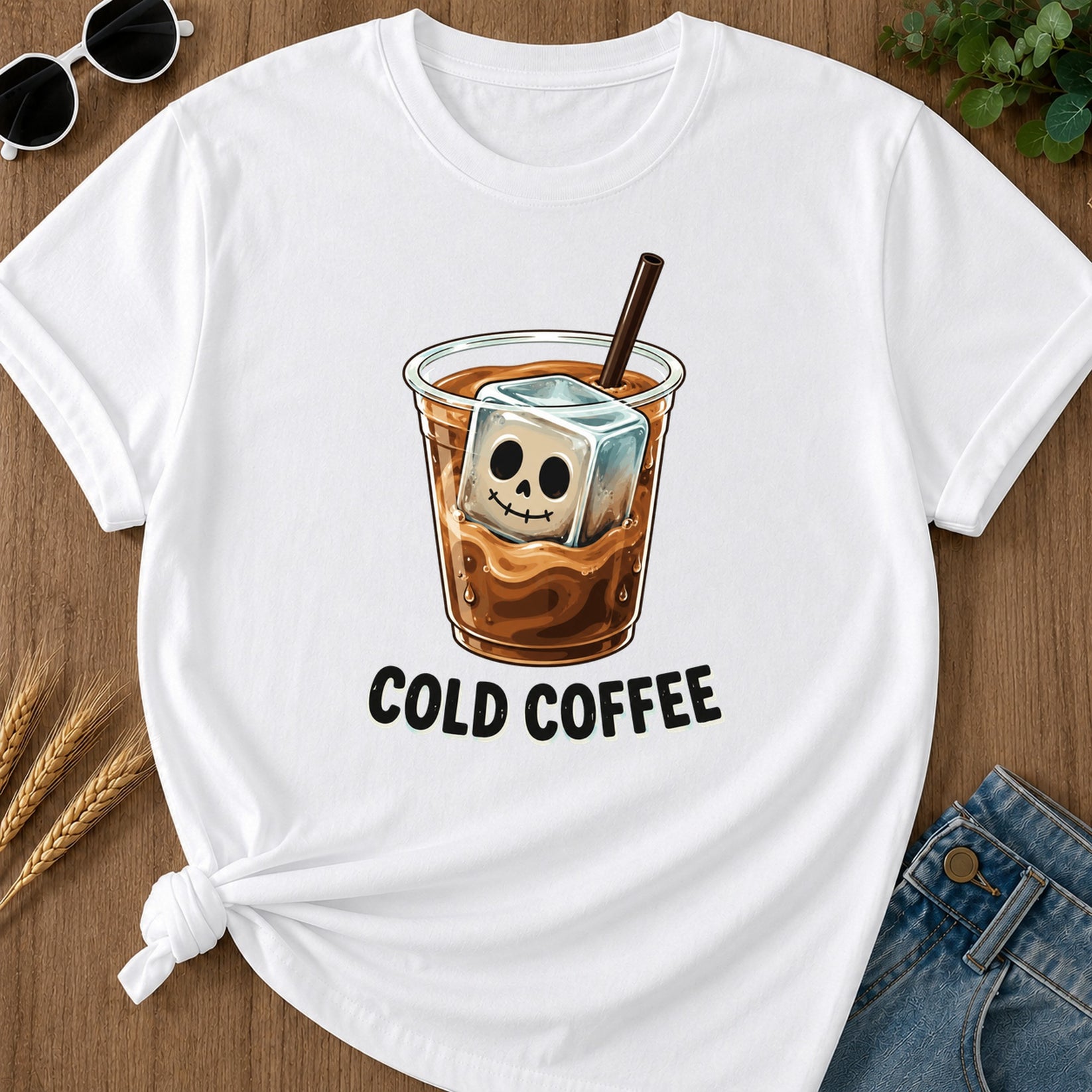 Cold Coffee Skull T-Shirt - White