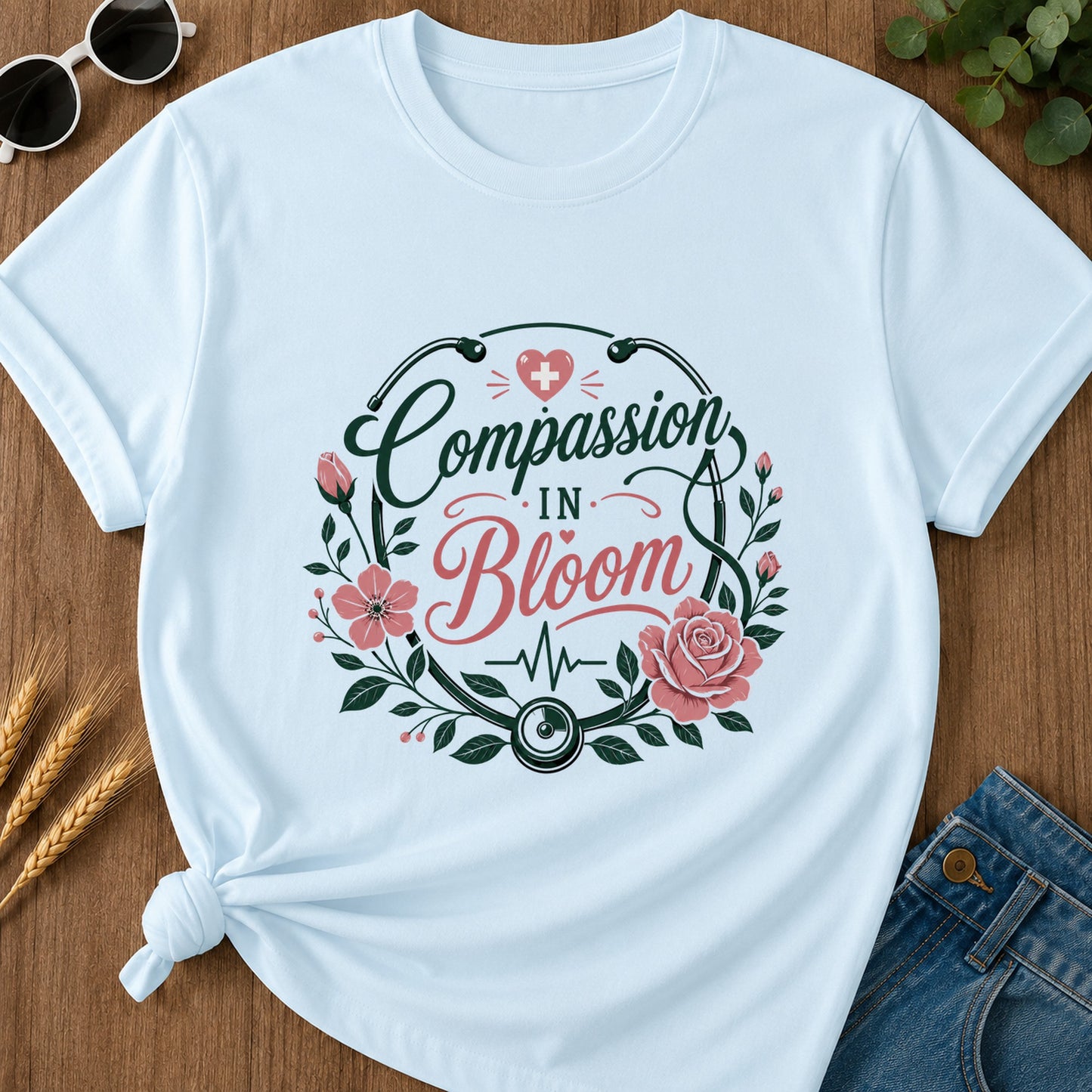 Compassion In Bloom T-Shirt - Chambray