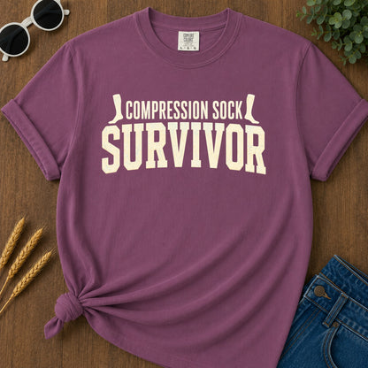 Compression Sock Survivor T-Shirt - Berry