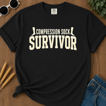 Compression Sock Survivor T-Shirt - Black