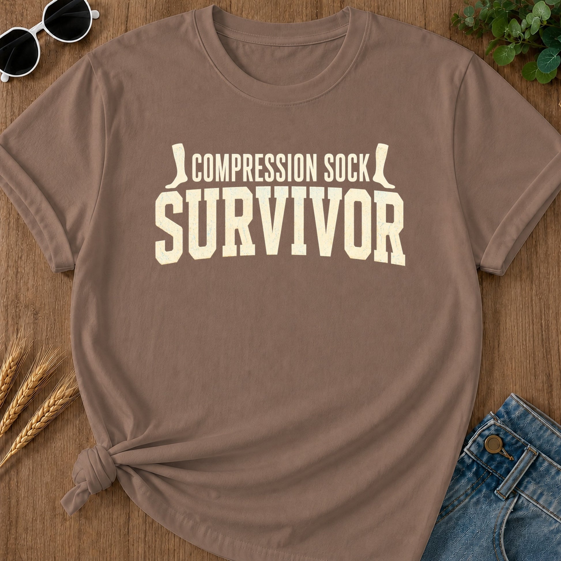 Compression Sock Survivor T-Shirt - Espresso