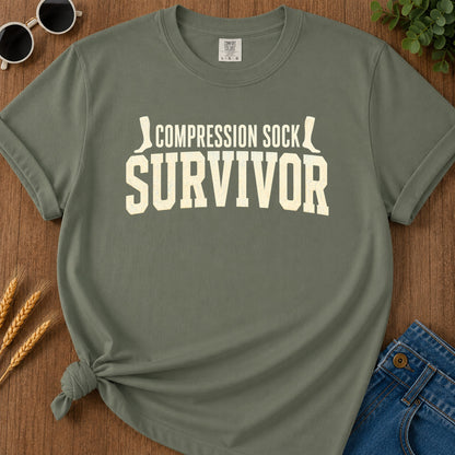 Compression Sock Survivor T-Shirt - Moss