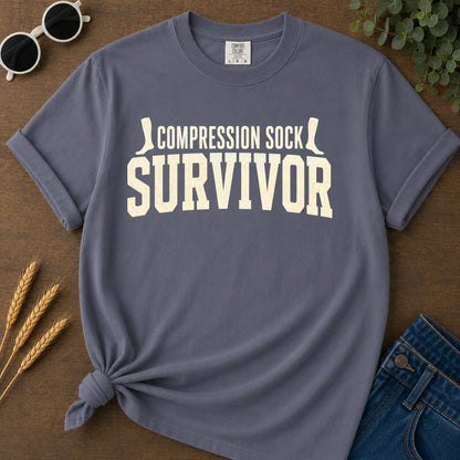 Compression Sock Survivor T-Shirt - Navy