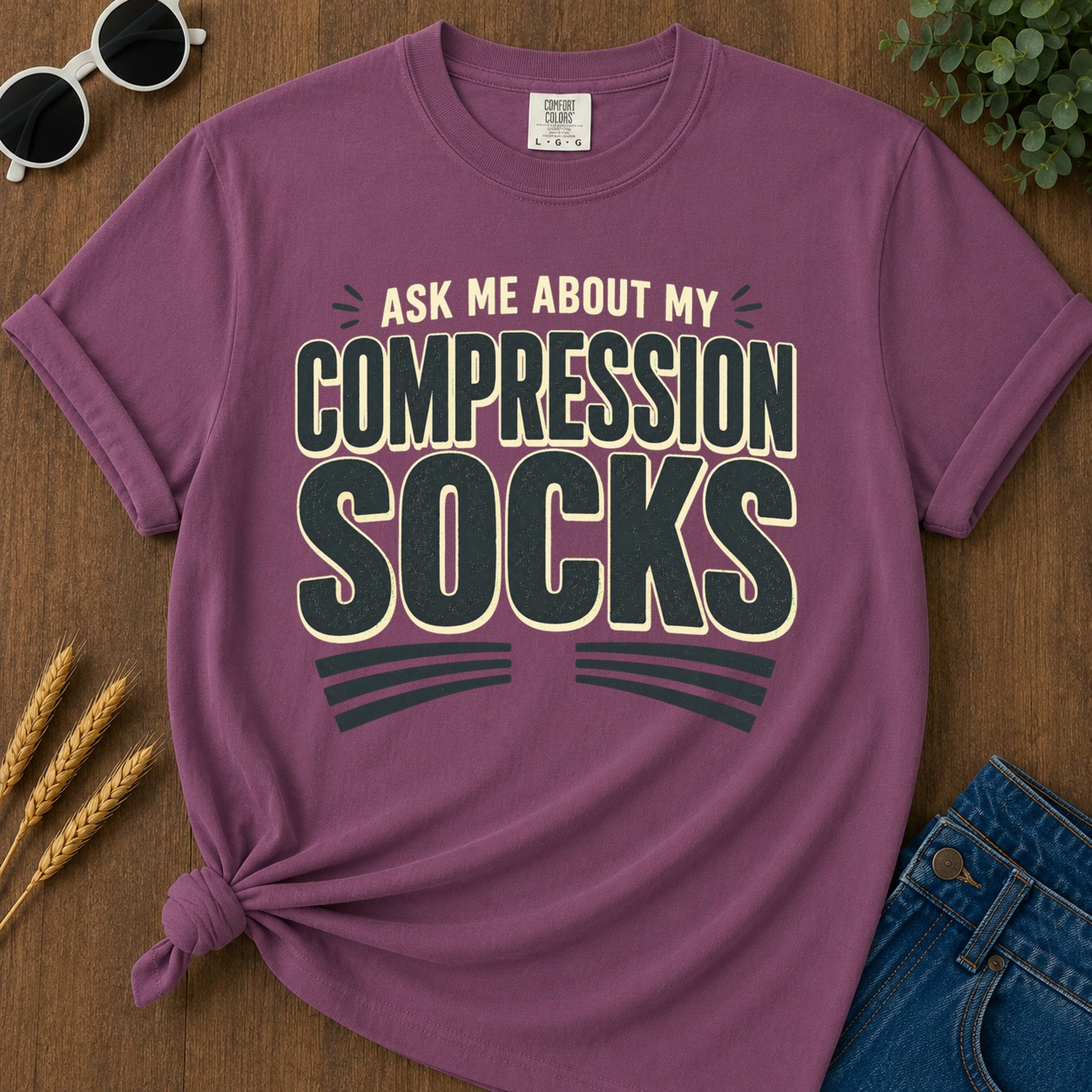 Compression Socks T-Shirt - Berry