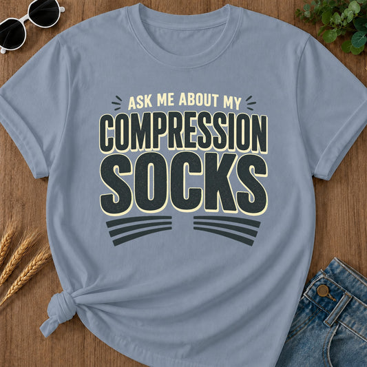 Compression Socks T-Shirt - Blue Jean