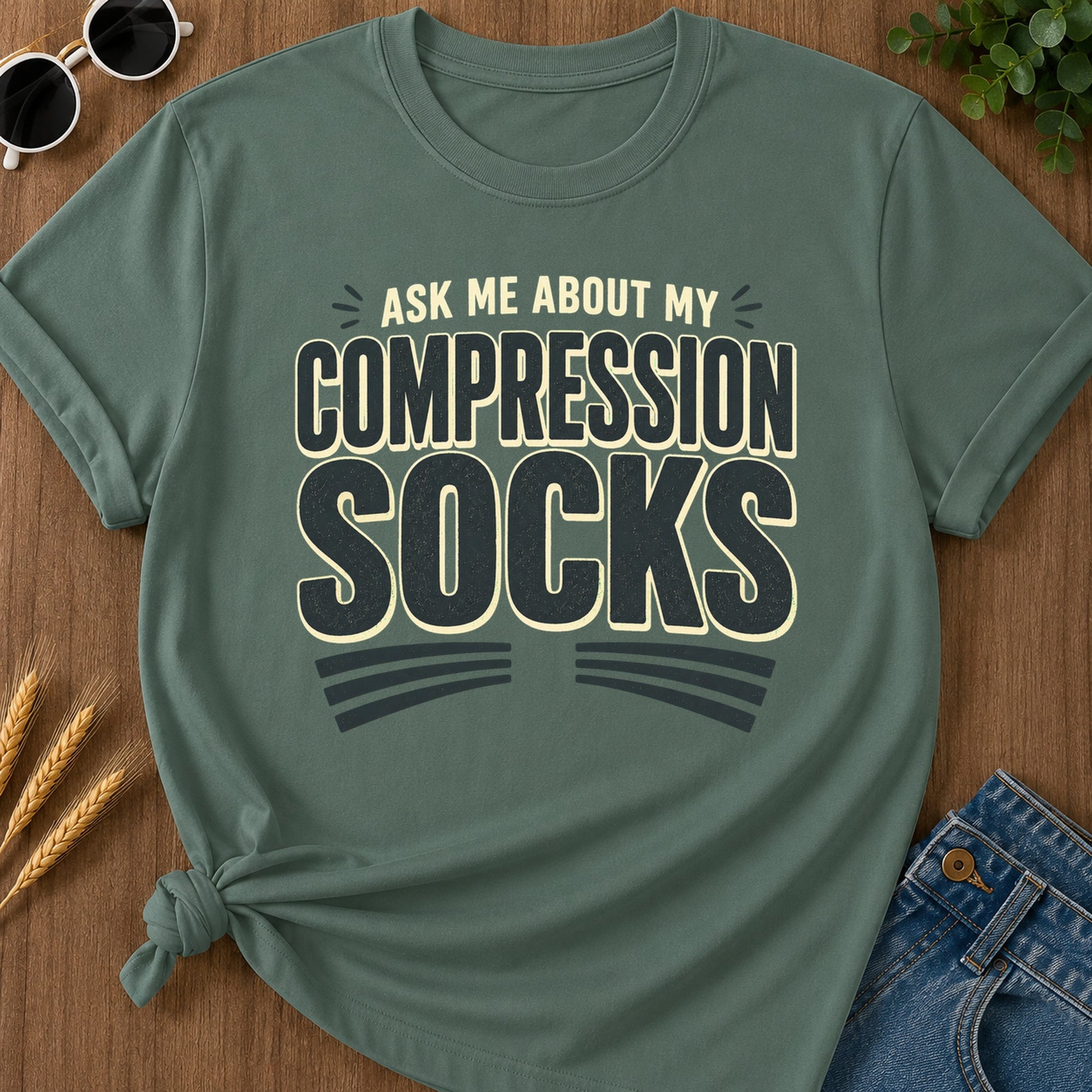 Compression Socks T-Shirt - Blue Spruce