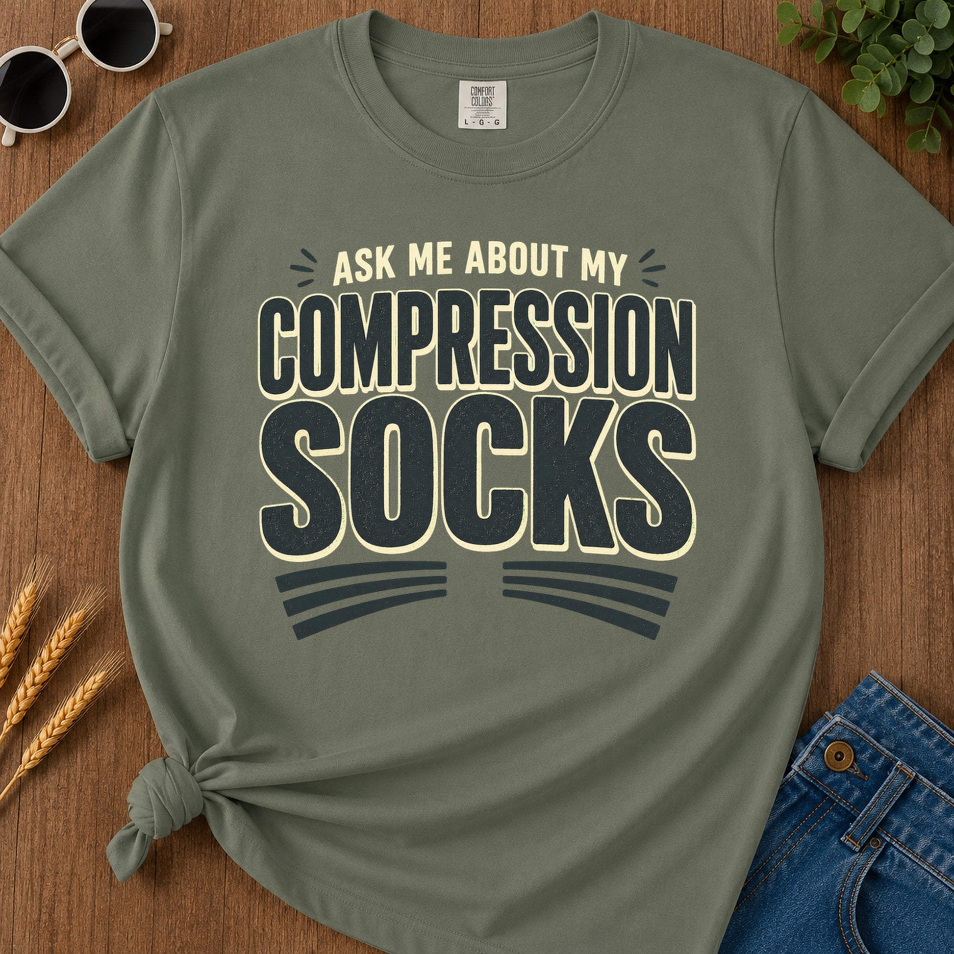 Compression Socks T-Shirt - Moss