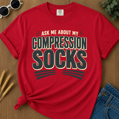 Compression Socks T-Shirt - Red