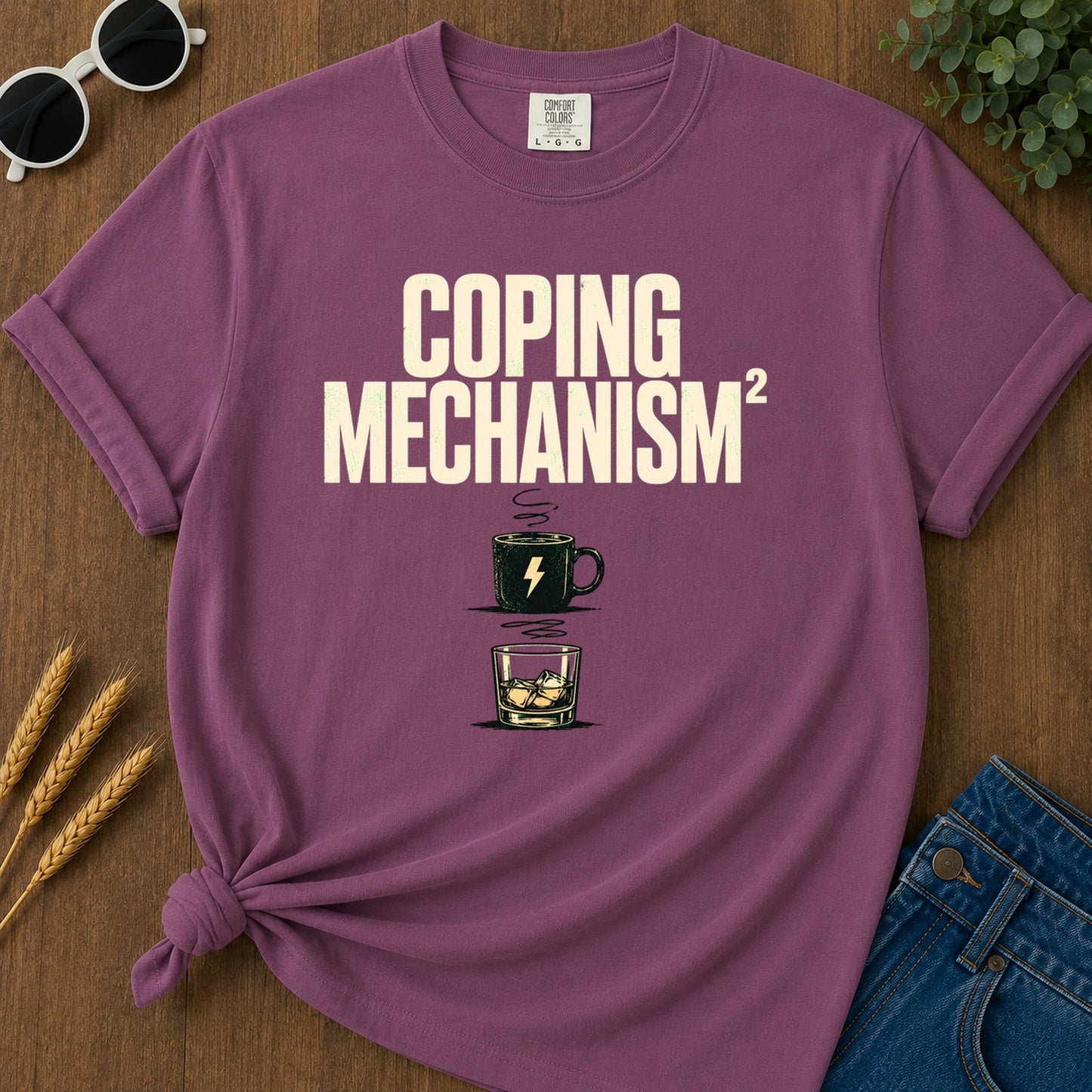 Coping Mechanism Squared T-Shirt - Berry