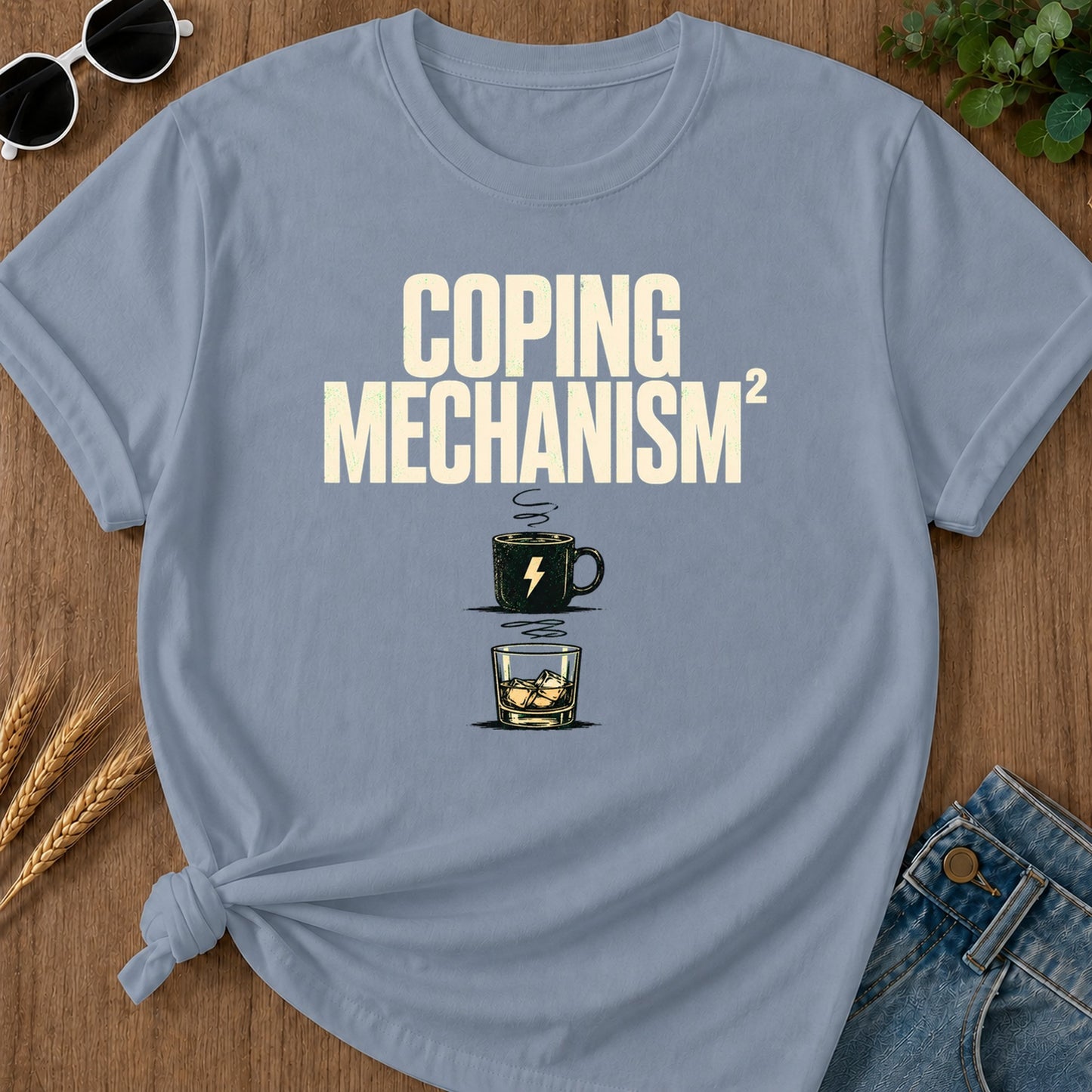 Coping Mechanism Squared T-Shirt - Blue Jean