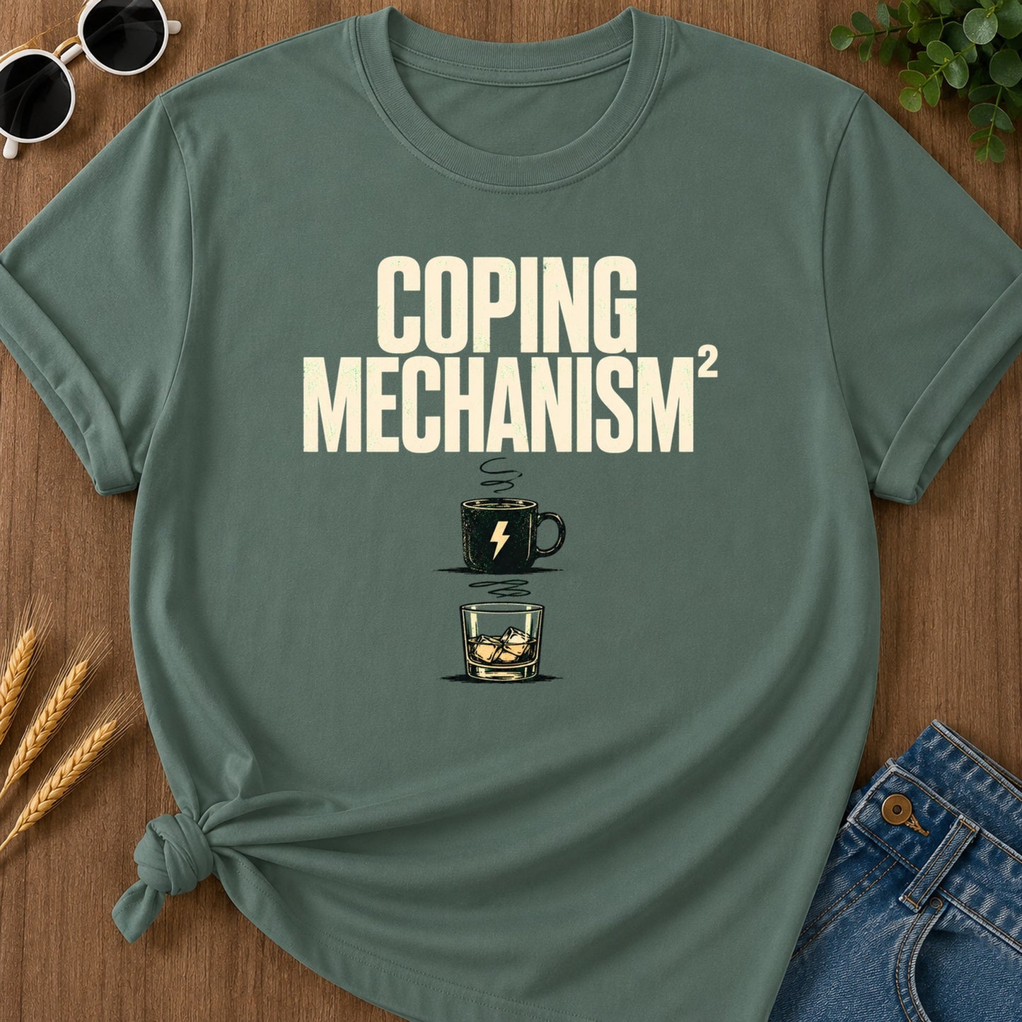 Coping Mechanism Squared T-Shirt - Blue Spruce