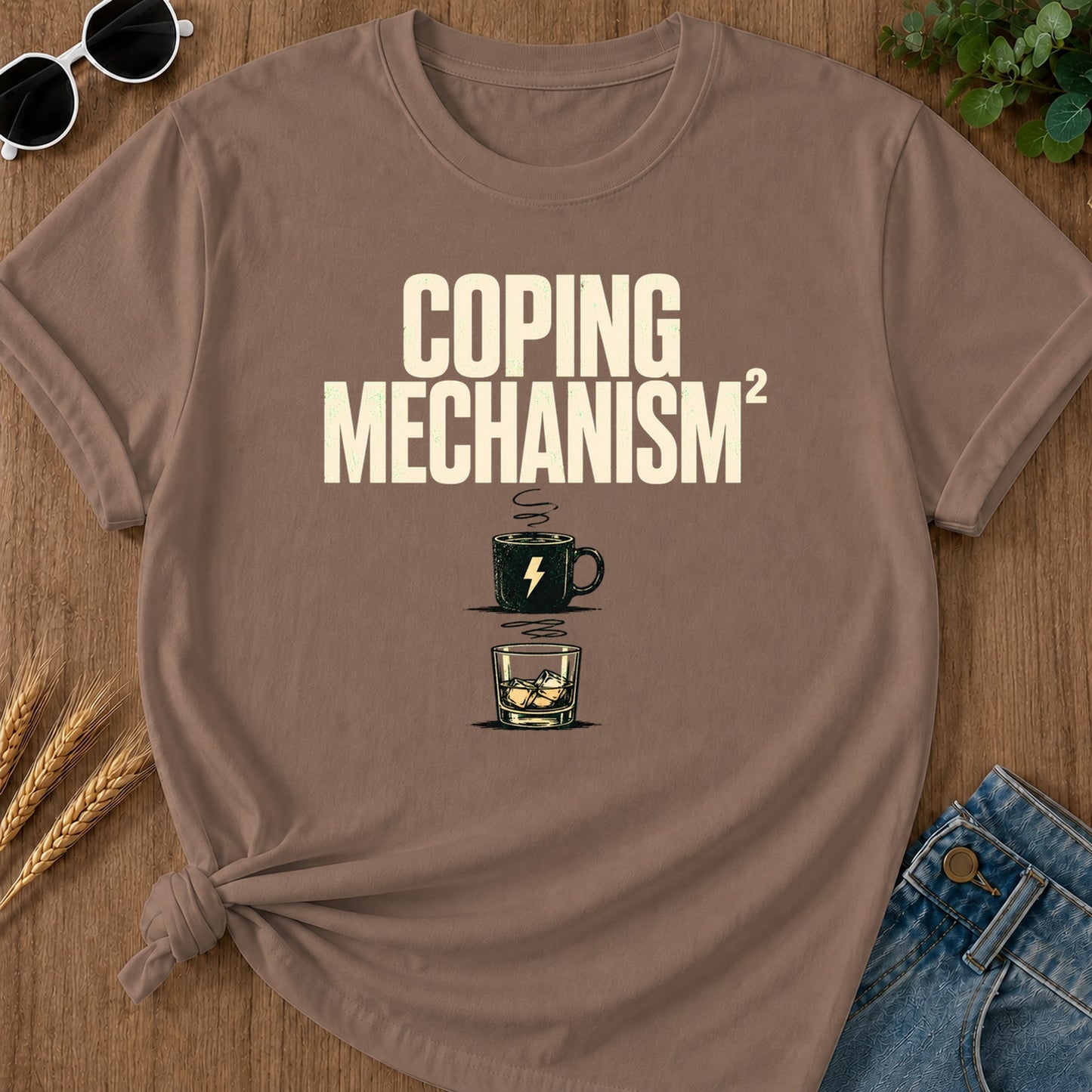 Coping Mechanism Squared T-Shirt - Espresso