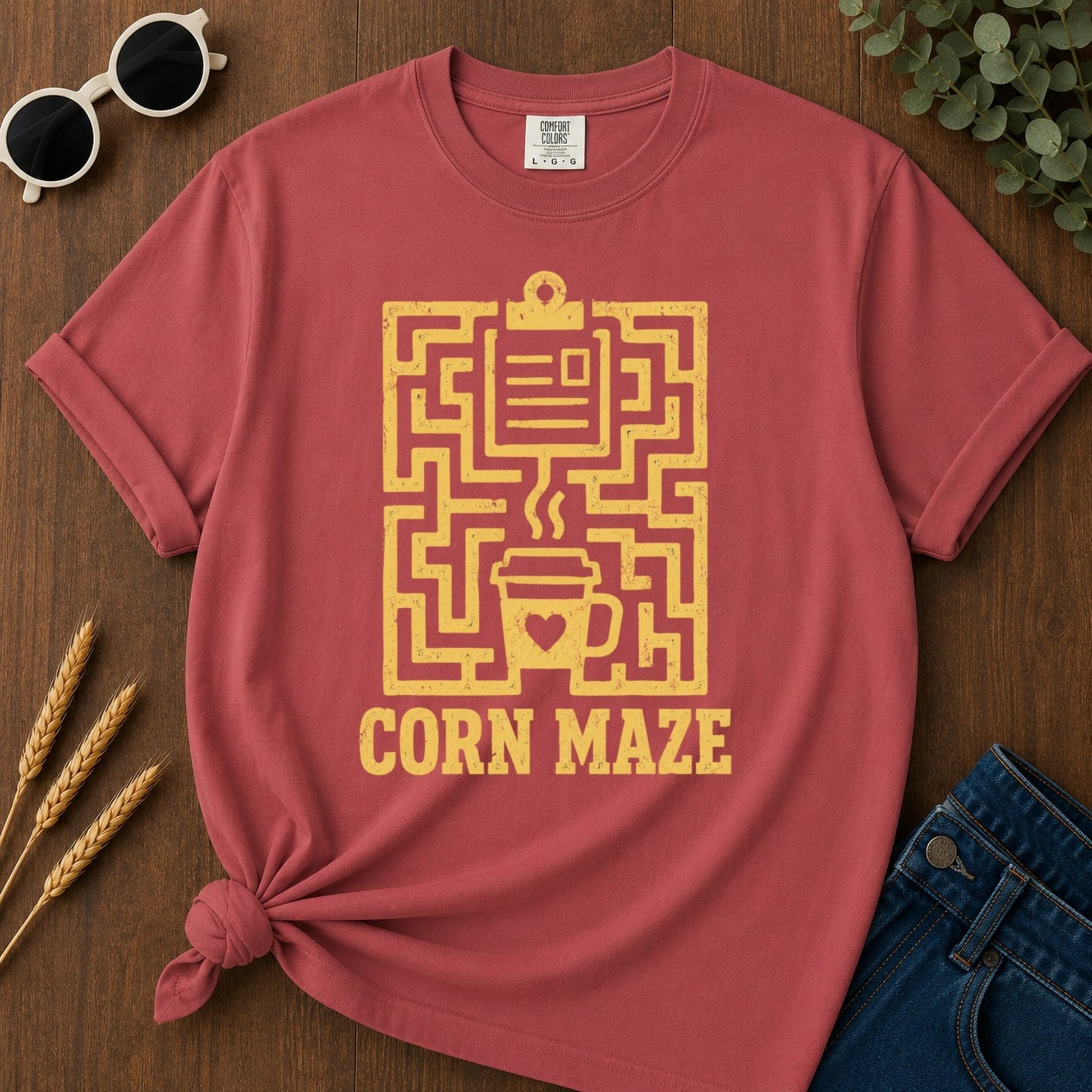 Corn Maze T-shirt - Crimson Mockup