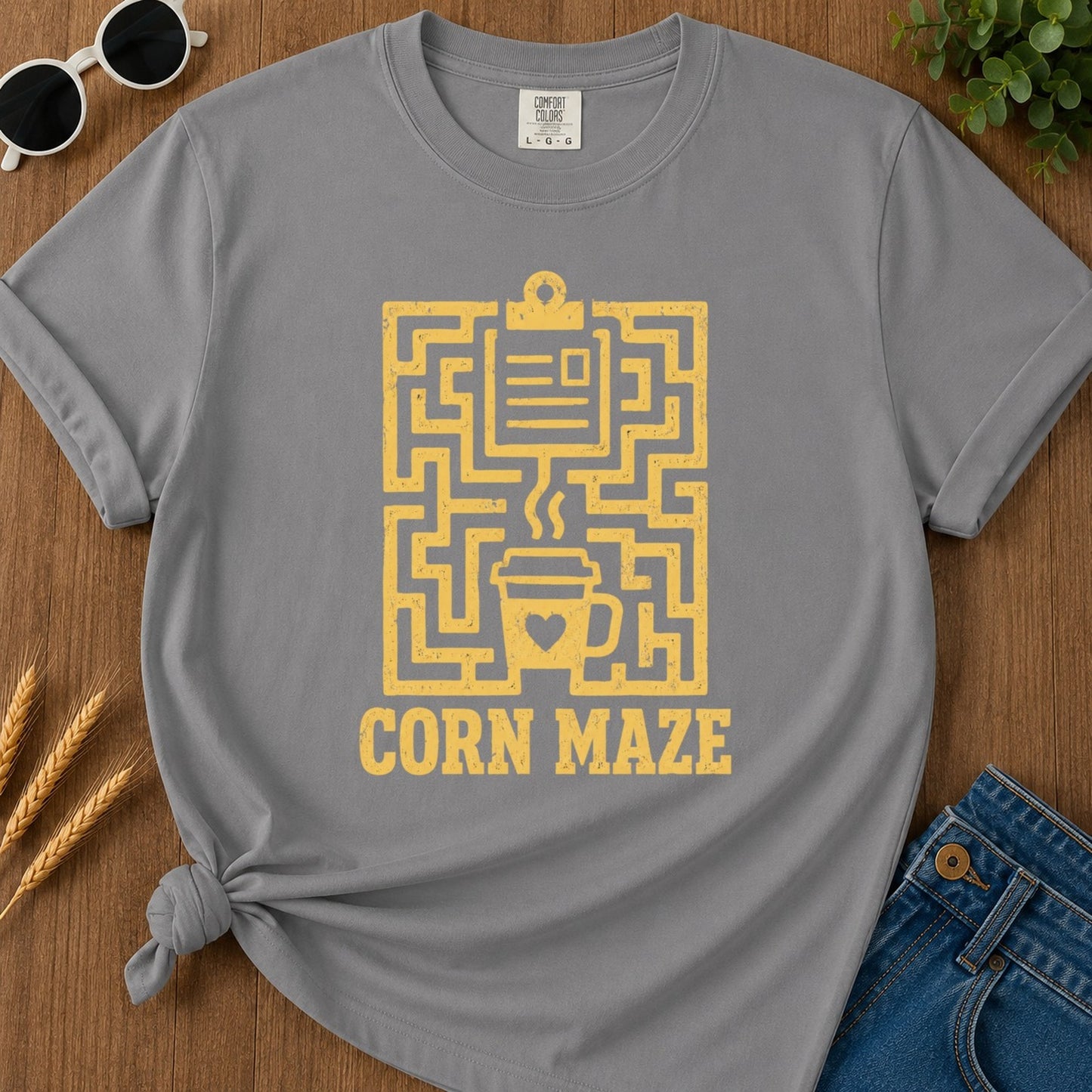 Corn Maze T-shirt - Grey Mockup