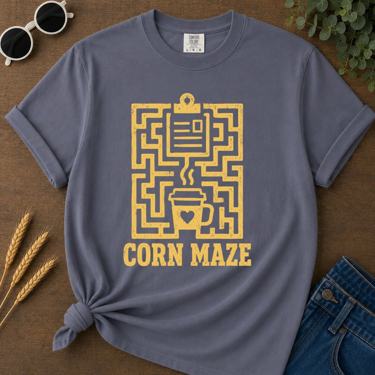 Corn Maze T-shirt - Navy Mockup