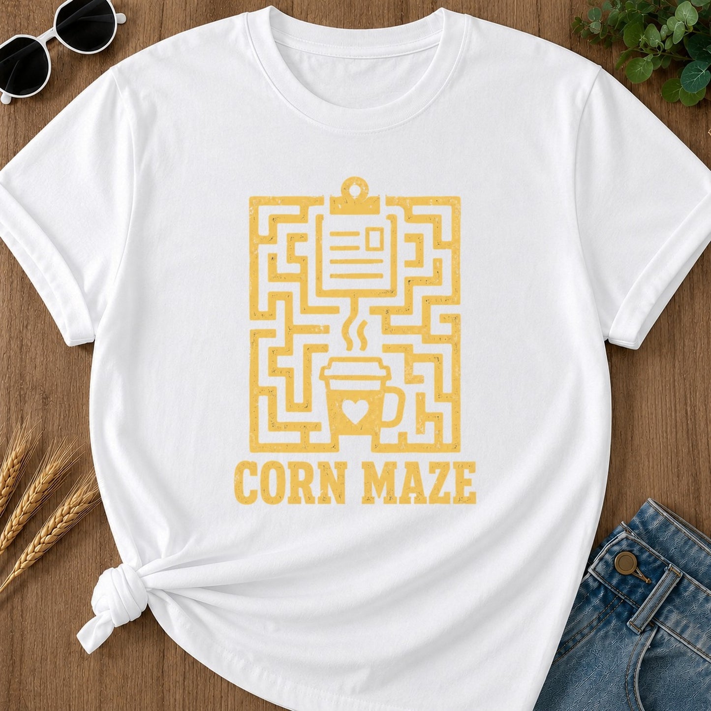Corn Maze T-shirt - White Mockup