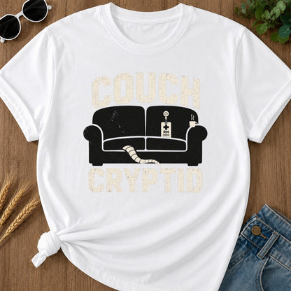 Couch Cryptid T-shirt - White Mockup