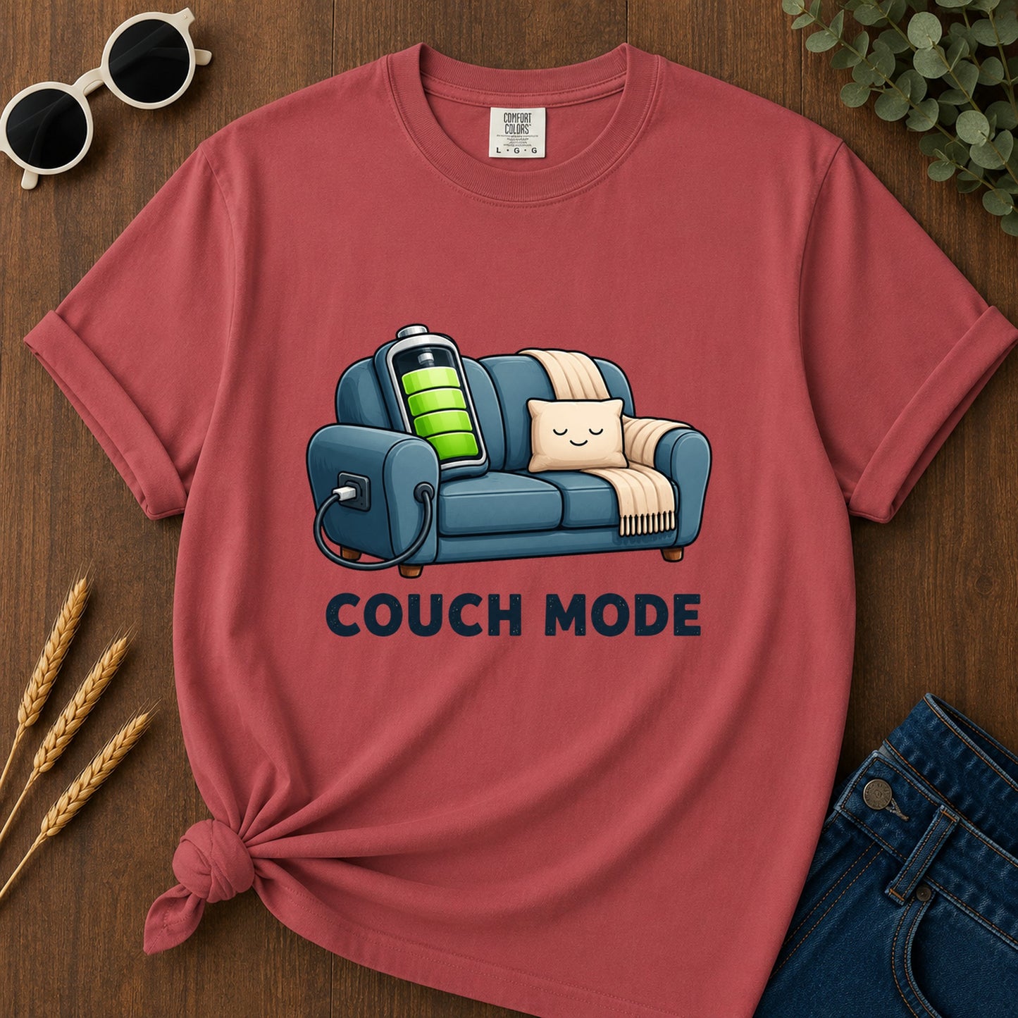 Couch Mode T-Shirt - Crimson