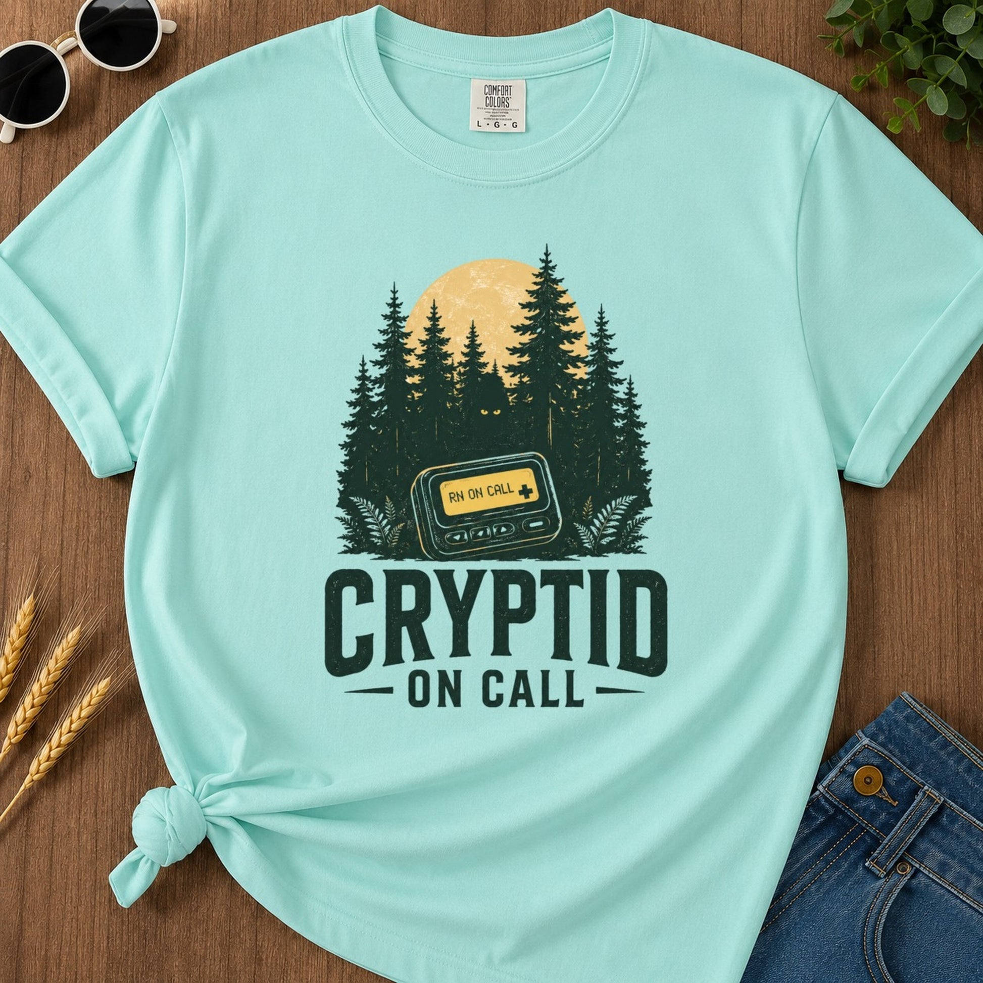 Cryptid Call T-shirt - Chalky Mint Mockup