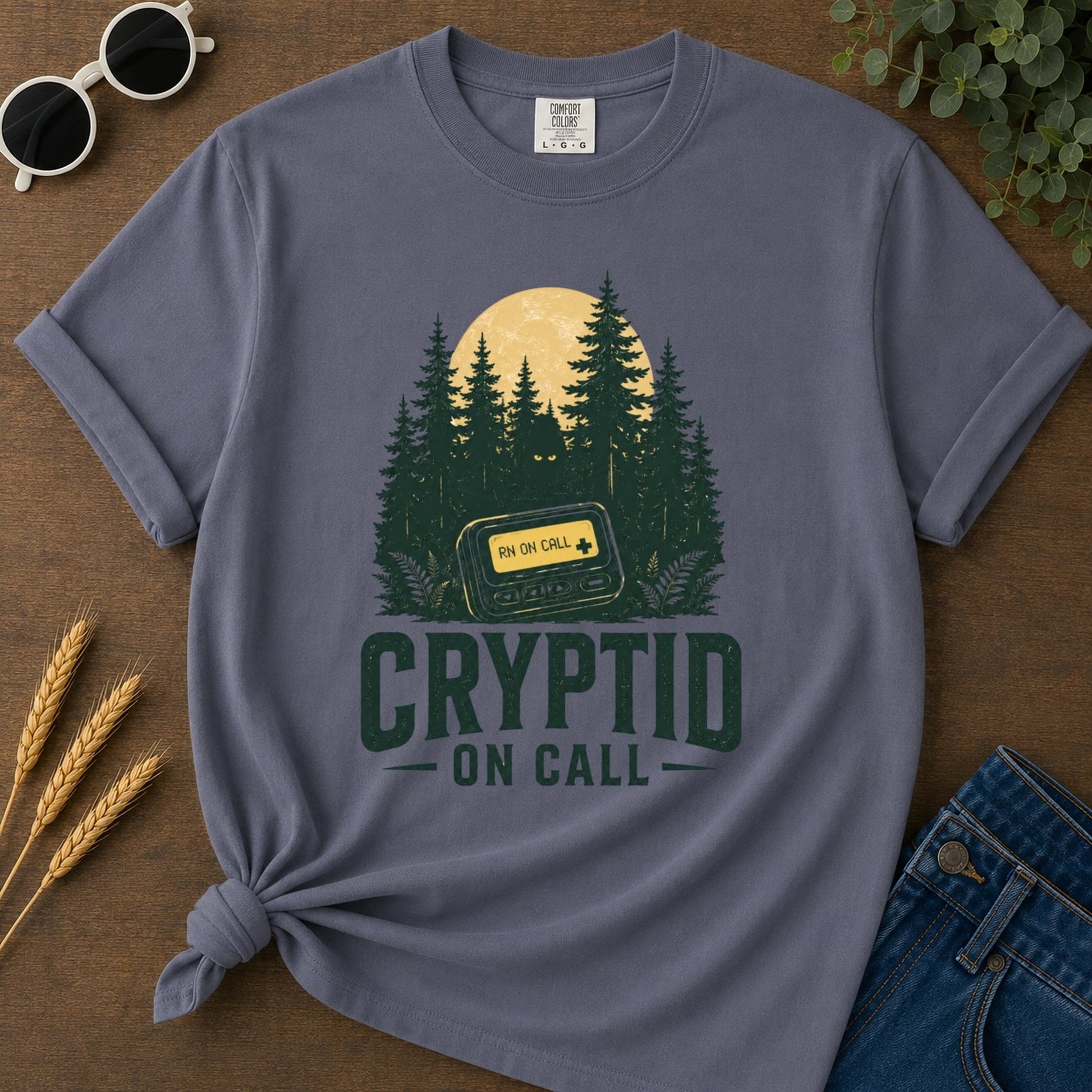 Cryptid Call T-shirt - Navy Mockup