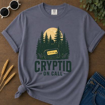 Cryptid Call T-shirt - Navy Mockup