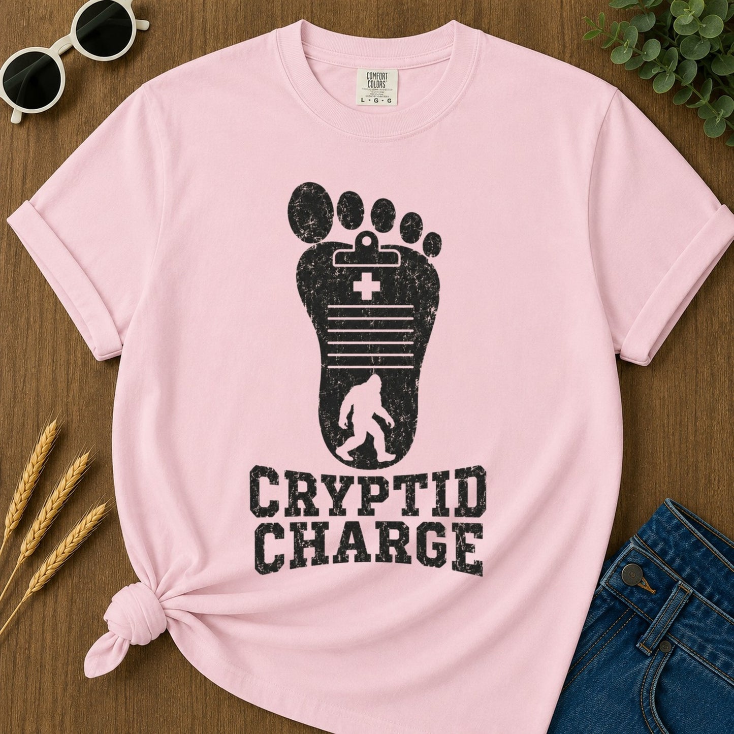 Cryptid Charge T-shirt - Blossom Mockup