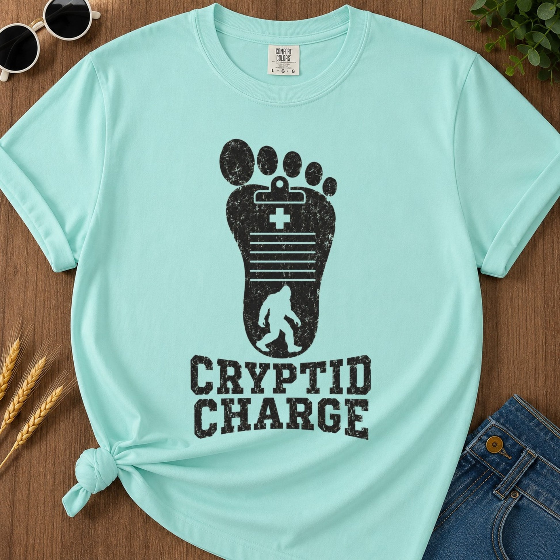 Cryptid Charge T-shirt - Chalky Mint Mockup