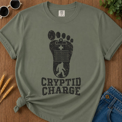 Cryptid Charge T-shirt - Moss Mockup