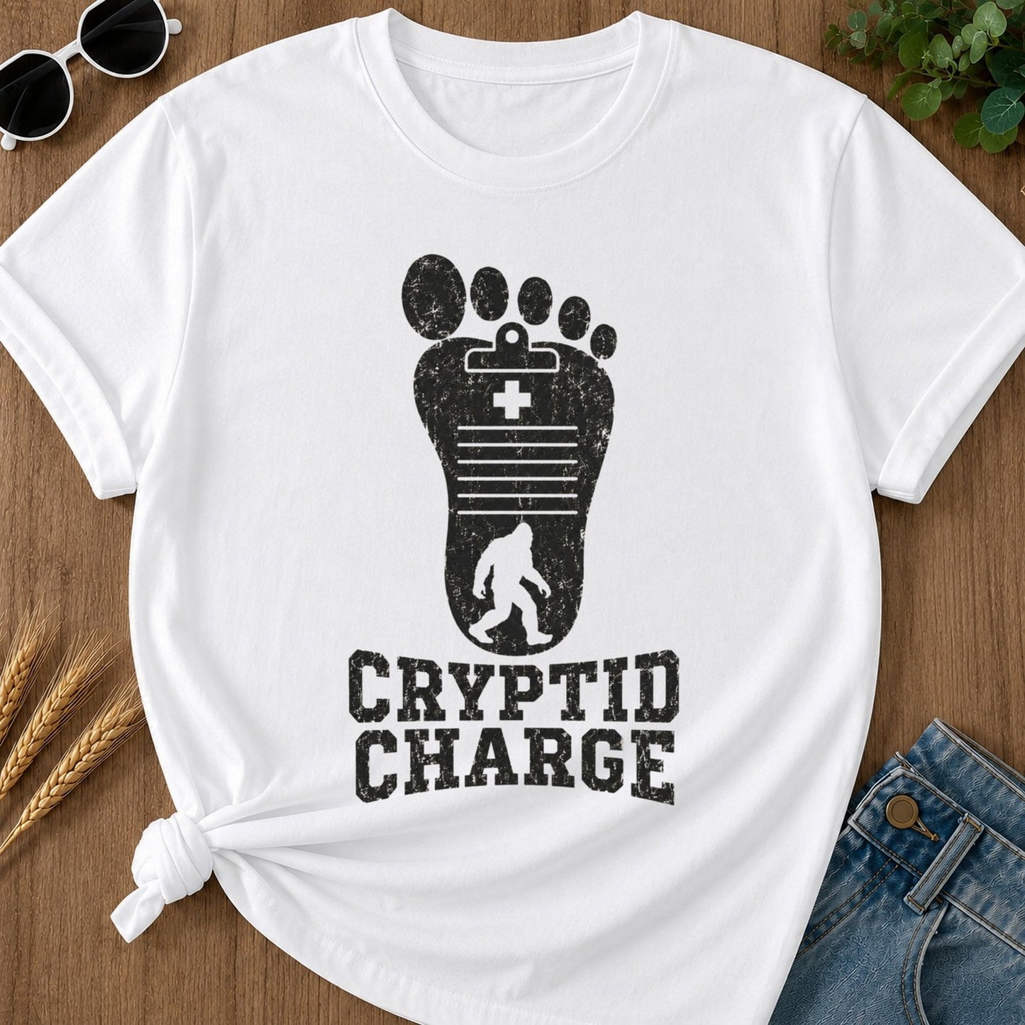 Cryptid Charge T-shirt - White Mockup