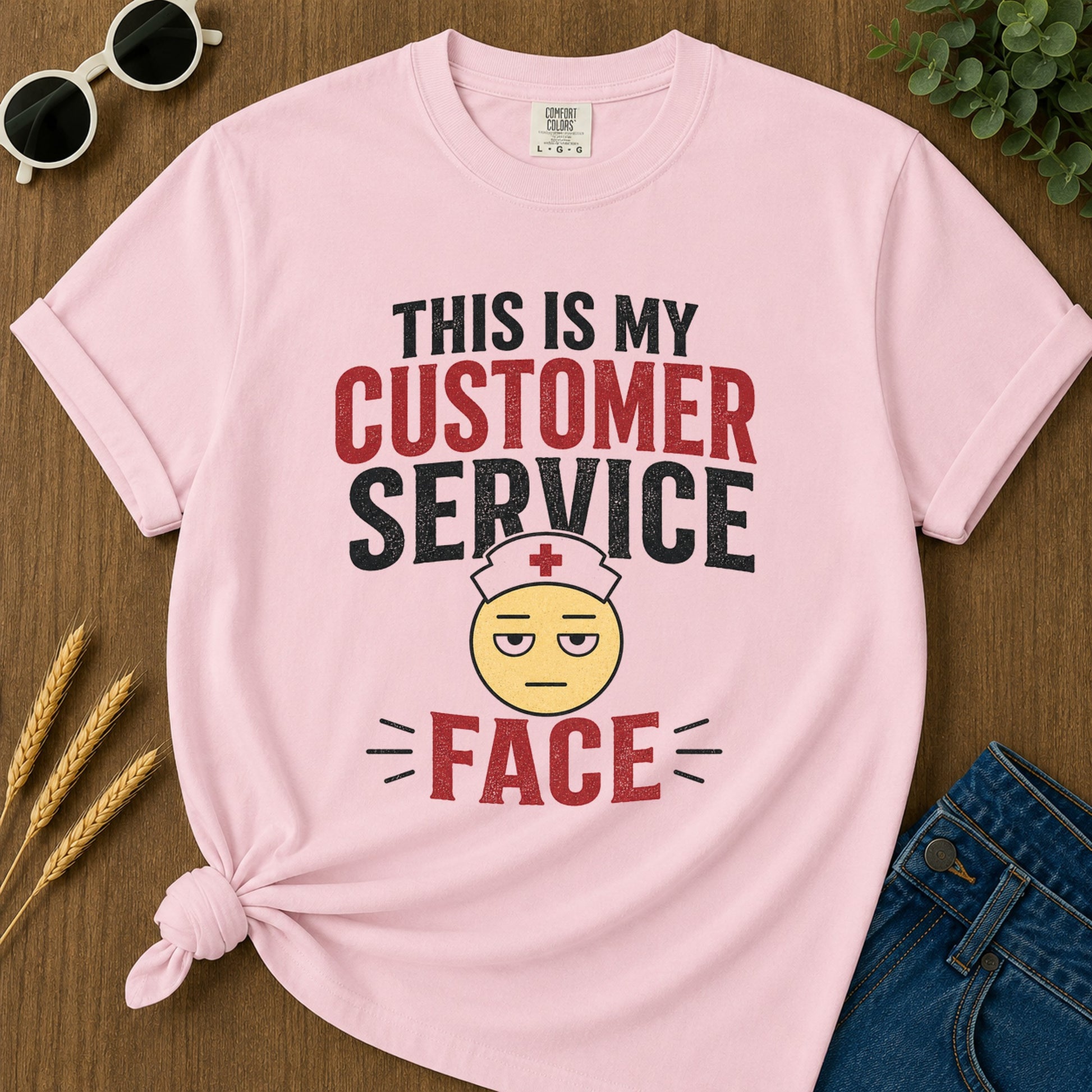 Customer Service Face T-Shirt - Blossom