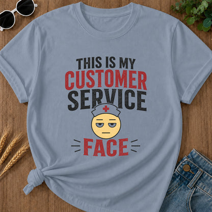 Customer Service Face T-Shirt - Blue Jean