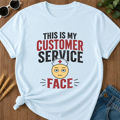 Customer Service Face T-Shirt - Chambray